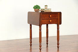 Cherry & Curly Maple Antique Pembroke Drop Leaf Lamp Table or Nightstand #29972