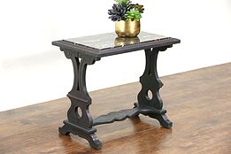 Chairside or Small Painted Vintage Coffee Table, Black Marble Top
