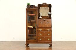 Victorian Oak 1900 Antique Side by Side Secretary Desk & Bookcase #30857