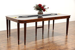Traditional Vintage Federal Dining Table, Banded Top, 3 Leaves