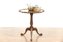 Georgian Chippendale Vintage Mahogany Piecrust Tea or Lamp Table Signed Imperial