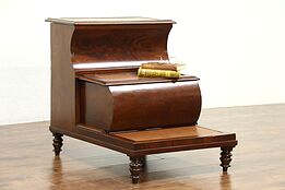 Victorian Antique Bed or Library Steps, Mahogany & Leather, England #28846