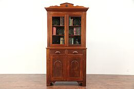Victorian Antique 1860 Walnut Bookcase, Pantry Cupboard or Cabinet #29427
