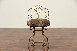 Midcentury Modern 1960 Vintage Vanity Chair or Stool, New Upholstery #29702
