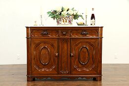 Victorian Antique Chestnut Sideboard, Server, Buffet, Marble Top, #31660