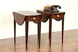 Pair of 1930 Vintage Mahogany Dropleaf End or Lamp Tables or Nightstands
