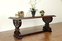 Carved Mahogany Antique Console, Sofa, Hall or Library Table #31444