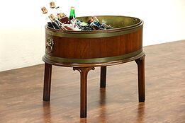 English Georgian Style 1940's Vintage Wine & Champagne Cooler, Brass Liner