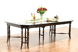Scandinavian Antique 1900 Dining Table, 9 Leaves, Extends 16'