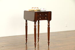 English Antique Mahogany Dropleaf Pembroke Lamp Table or Nightstand #32086