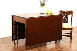 Empire 1825 Antique Cherry Gateleg Dropleaf Dining or Sofa Table, Spiral Legs