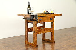 Carpenter Antique Maple Workbench, Kitchen Island or Wine & Cheese Table #31491