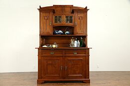Arts & Crafts Antique Scandinavian Sideboard Server & China Cabinet #31389