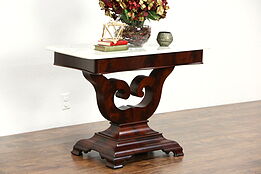 Empire 1840 Antique Mahogany Console Table, Marble Top