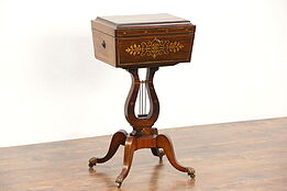 Teapoy or Tea Stand, 1830 Antique Rosewood & Inlaid Boulle Work, England