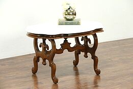 Victorian Marble Top Walnut Coffee Table from 1860's Antique  #28722