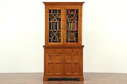Cherry Antique Secretary Desk & Bookcase, Wavy Glass Doors, France #28910