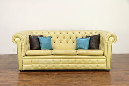 Chesterfield Vintage Tufted Leather 3 Cushion Scandinavian Sofa #30570
