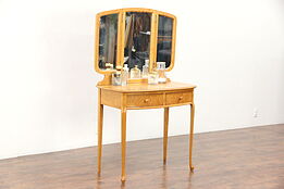 Curly Birdseye Maple 1910 Antique Vanity or Dressing Table