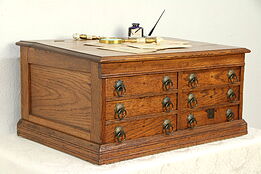 Victorian Antique Oak Spool Cabinet Jewelry or Collector Chest #29932
