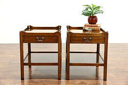 Pair of Vintage Mahogany End or Lamp Tables, Signed Caledonian, England
