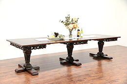 Oak Antique Triple 11' Dining, Banquet or Conference Table, Century #29617