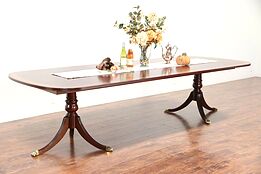 Georgian Traditional 10' Banded Mahogany Dining Table, Ethan Allen #29595