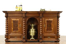 Renaissance Carved Oak Antique Back Bar, Sideboard, Hall Cabinet #28674
