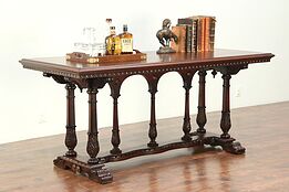 Renaissance Carved Antique Hall Console, Library or Sofa Table #19185