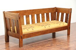 Arts & Crafts Mission Oak Antique Craftsman Settee Sofa, New Upholstery #29449