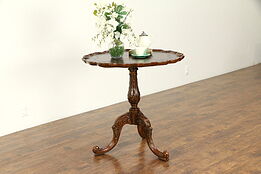 Traditional Vintage Lamp or Tea Table, Carved Mahogany, Maitland Smith #31956