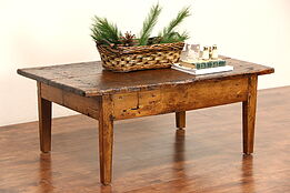 Rustic Primitive Chestnut Coffee Table from 1860's Antique Tall Table