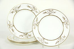 Set of Four 6 1/4" Lunch Plates, Spode Blanche de Chine Pattern, Gold and White