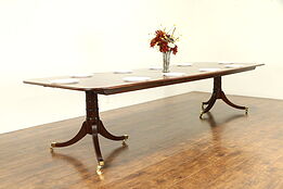 Baker Signed Vintage Banded Mahogany 11' 4" Dining Table, 3 Leaves #30868