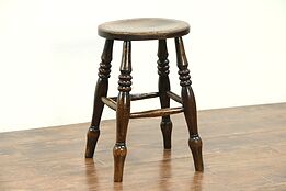 Stool, Hand Carved Elm Late 1700's Antique #28590
