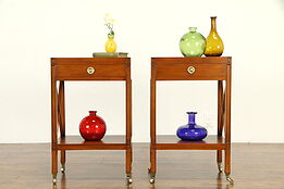 Pair Regency Style Cherry Vintage Nightstands, End Tables, Quigley #31966