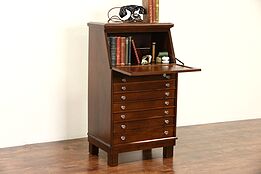 Walnut 1895 Antique Spool or Collector Cabinet & Desk, Jewelry Chest