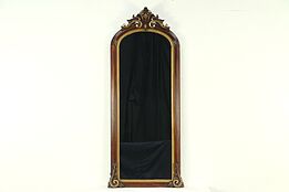 Victorian Antique 1860's Hand Carved Walnut Hall Mirror #29029