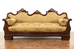 Empire 1845 Antique Mahogany Sofa, New Upholstery