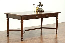 Walnut 1930's Vintage Library or Conference Table, Executive Writing Desk