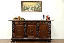 Italian Renaissance Antique Sideboard Server or Hall Console, Figures #31373