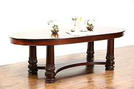 Oval Conference or Dining Table, 1900 Antique Mahogany Carved Base