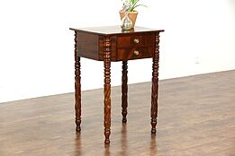 Empire 1825 Antique Acanthus Carved Mahogany End Table or Nightstand