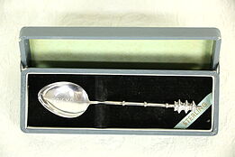 Tokyo Japan Sterling Silver Vintage Souvenir Spoon, Presentation Case