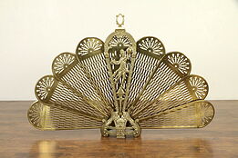 Peacock Fan & Dancer Brass Vintage Folding Fireplace Screen #30841