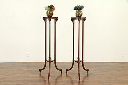 Pair of Carved Pine Vintage Pedestals or Fern Stands, Johan Tapp #31523