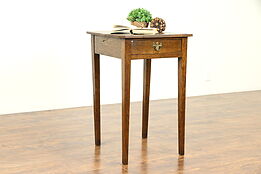 Oak Primitive 1800 Antique Nightstand or Lamp Table, Ohio  #31055