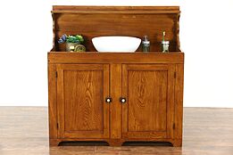 Oak, Ash & Maple Country Primitive 1880 Antique Pantry Dry Sink, Upper Shelf
