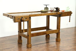 Carpenter Salvage Antique Workbench, Kitchen Island or Wine & Cheese Table