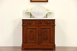 Victorian 1870's Antique Marble Top Washstand, Bar, Sink Vanity or Small Chest